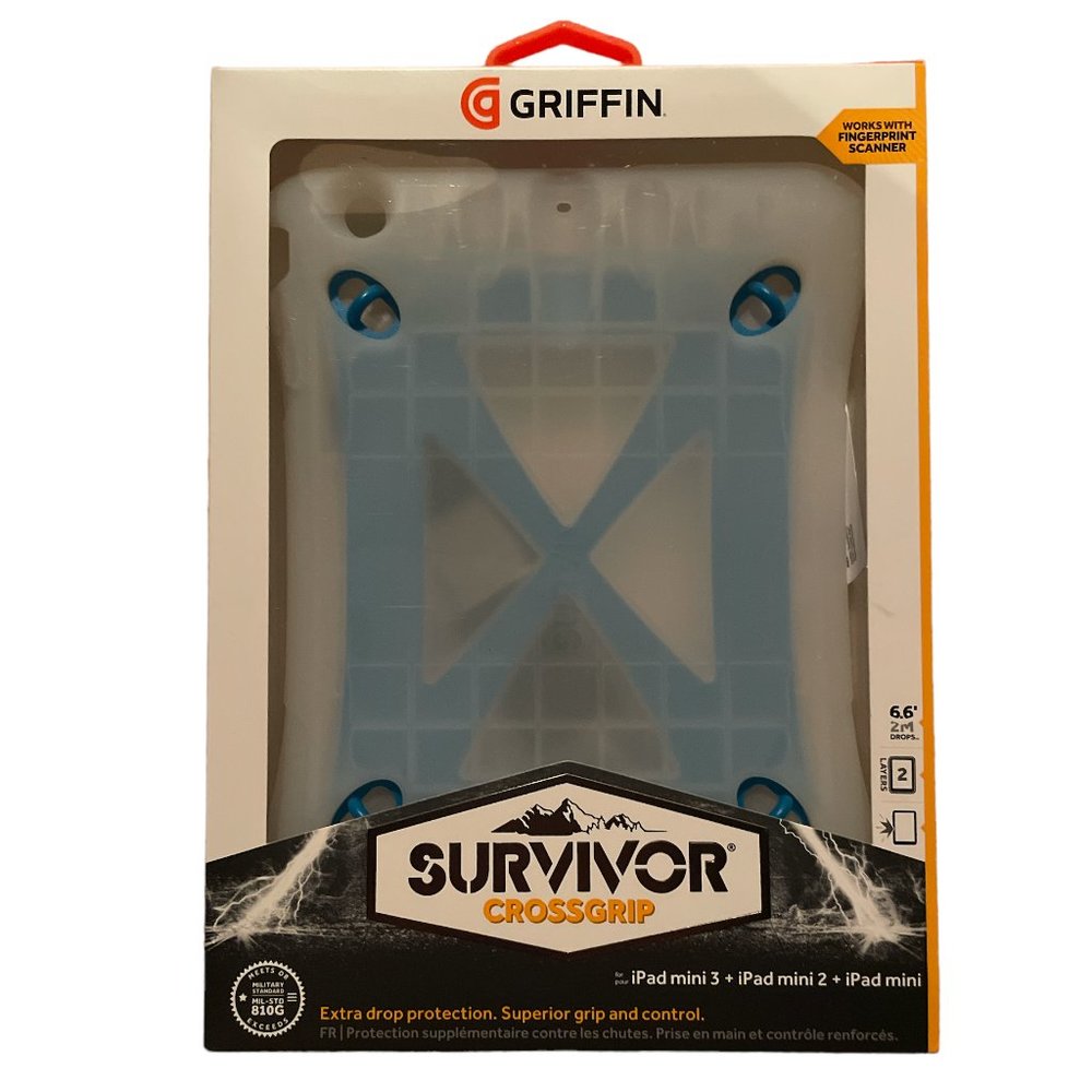 NWT Griffin Clear/Blue Survivor CrossGrip Gaming Case for iPad mini